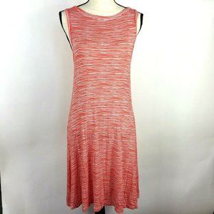 Philosophy Tank Dress Women Small Orange White Stripe Slight Flare Below Knee